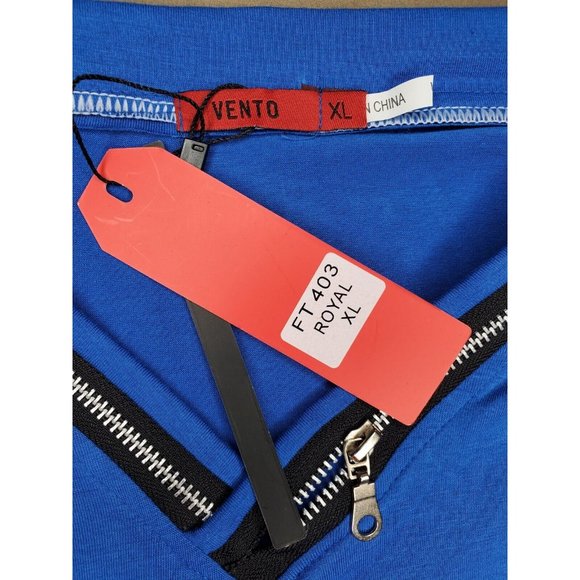 Vento Vassari XL Blue All Over Zipper Design Short Sleeve Designer Shirt - Picture 8 of 9